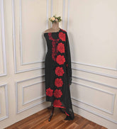 Organza Black Unstitched Suit